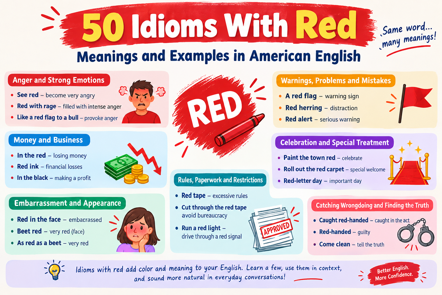 50 Idioms With Red