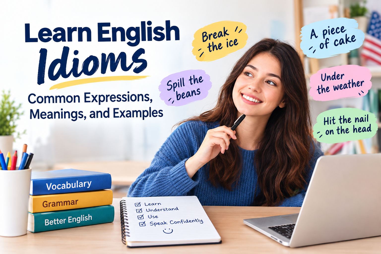 Learn English Idioms: Common Expressions, Meanings, and Examples